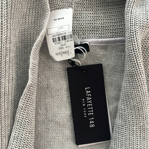 New with tags Lafayette 148 gray short sleeve cardigan - Picture 2 of 3